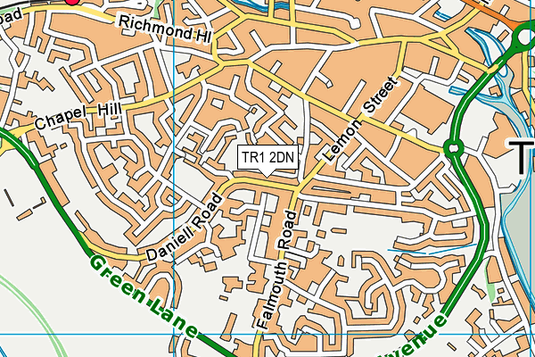 TR1 2DN map - OS VectorMap District (Ordnance Survey)