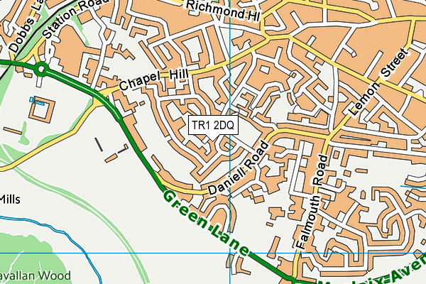 TR1 2DQ map - OS VectorMap District (Ordnance Survey)