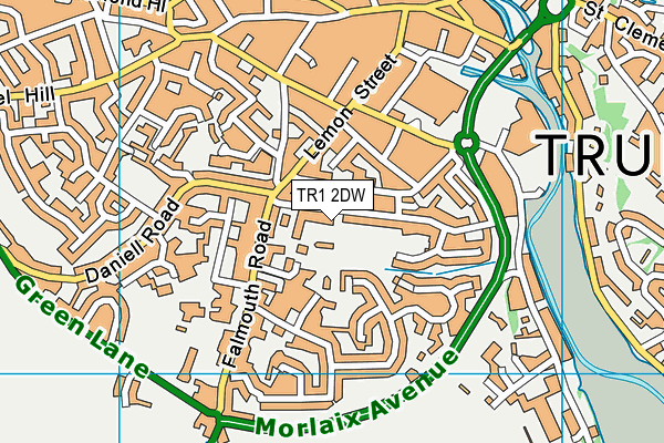 TR1 2DW map - OS VectorMap District (Ordnance Survey)