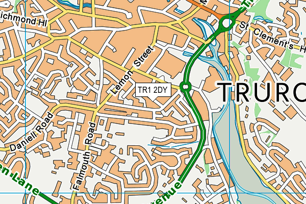TR1 2DY map - OS VectorMap District (Ordnance Survey)