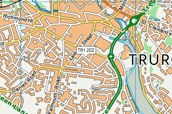 TR1 2DZ map - OS VectorMap District (Ordnance Survey)