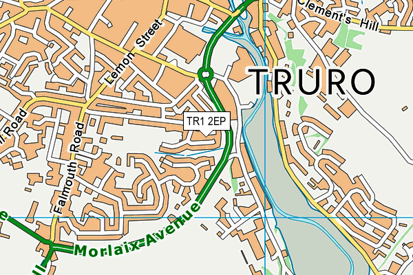 TR1 2EP map - OS VectorMap District (Ordnance Survey)