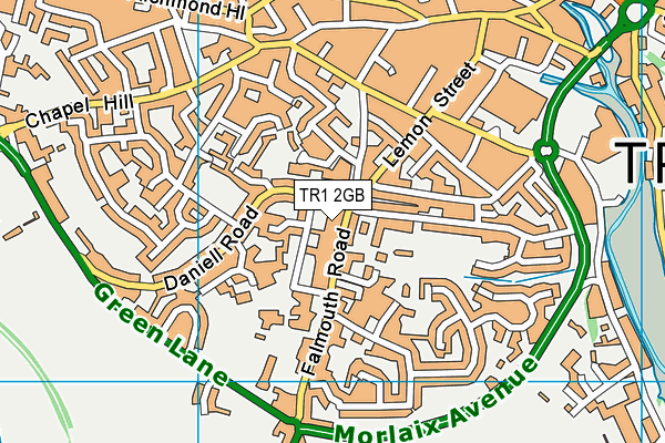 TR1 2GB map - OS VectorMap District (Ordnance Survey)