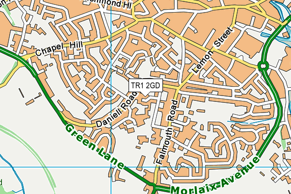 TR1 2GD map - OS VectorMap District (Ordnance Survey)