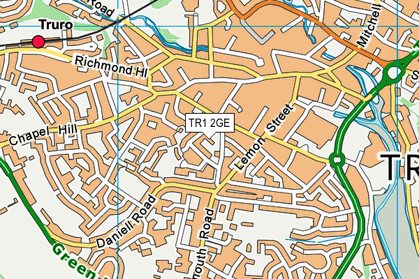 TR1 2GE map - OS VectorMap District (Ordnance Survey)