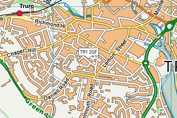 TR1 2GF map - OS VectorMap District (Ordnance Survey)