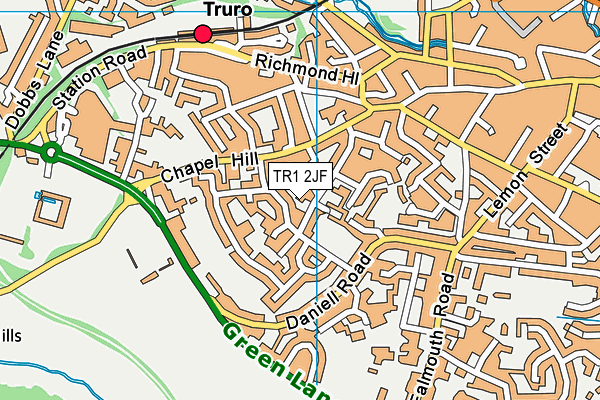 TR1 2JF map - OS VectorMap District (Ordnance Survey)