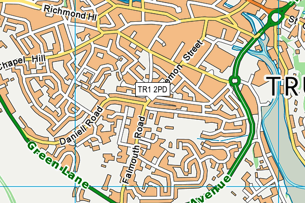 TR1 2PD map - OS VectorMap District (Ordnance Survey)