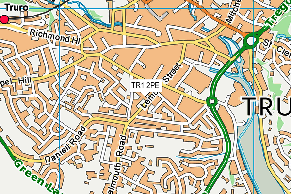 TR1 2PE map - OS VectorMap District (Ordnance Survey)