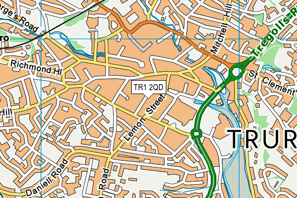 TR1 2QD map - OS VectorMap District (Ordnance Survey)