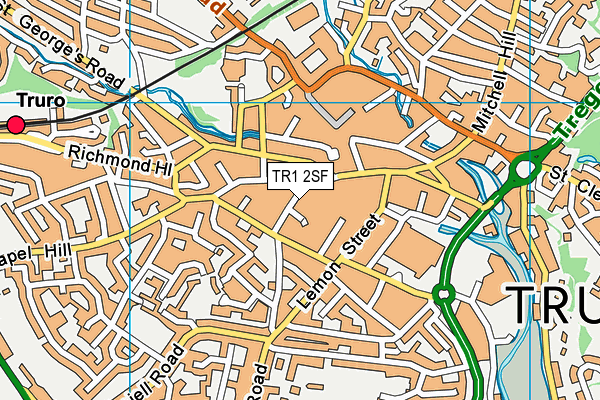 TR1 2SF map - OS VectorMap District (Ordnance Survey)