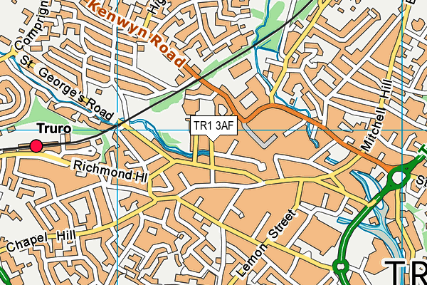 TR1 3AF map - OS VectorMap District (Ordnance Survey)