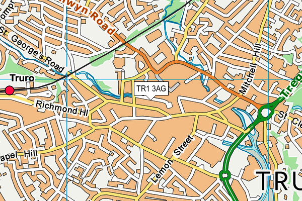 TR1 3AG map - OS VectorMap District (Ordnance Survey)
