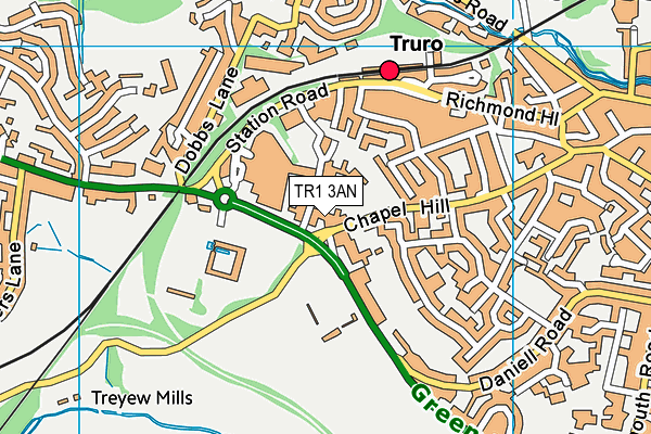 TR1 3AN map - OS VectorMap District (Ordnance Survey)