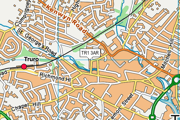 TR1 3AR map - OS VectorMap District (Ordnance Survey)