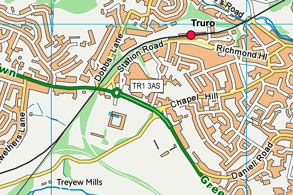TR1 3AS map - OS VectorMap District (Ordnance Survey)