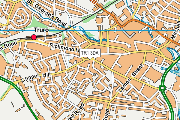 TR1 3DA map - OS VectorMap District (Ordnance Survey)