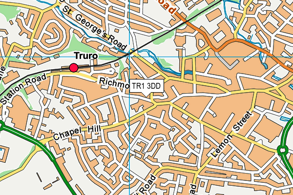TR1 3DD map - OS VectorMap District (Ordnance Survey)