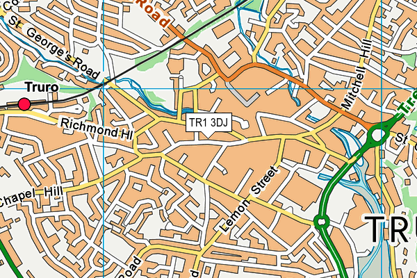 TR1 3DJ map - OS VectorMap District (Ordnance Survey)