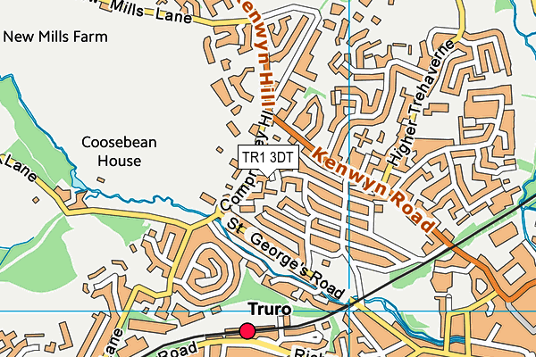 TR1 3DT map - OS VectorMap District (Ordnance Survey)