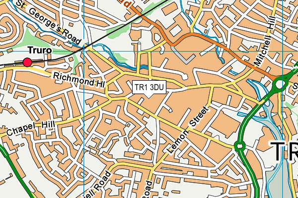 TR1 3DU map - OS VectorMap District (Ordnance Survey)