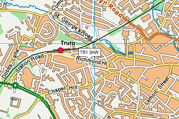TR1 3HW map - OS VectorMap District (Ordnance Survey)