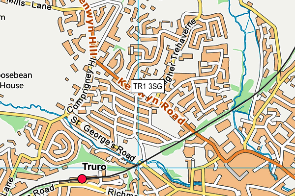 TR1 3SG map - OS VectorMap District (Ordnance Survey)