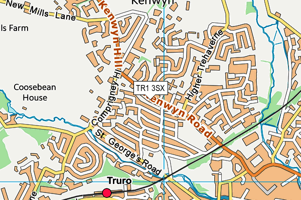 TR1 3SX map - OS VectorMap District (Ordnance Survey)