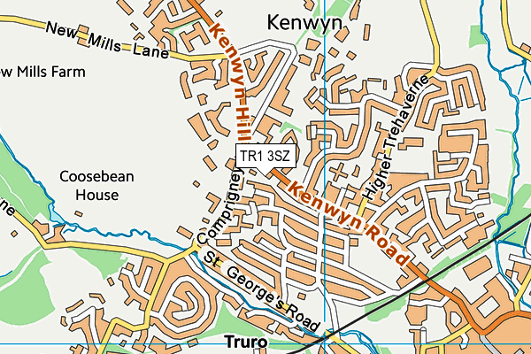 TR1 3SZ map - OS VectorMap District (Ordnance Survey)