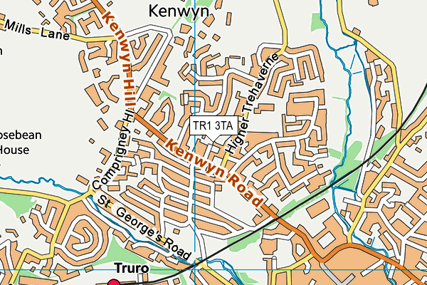 TR1 3TA map - OS VectorMap District (Ordnance Survey)