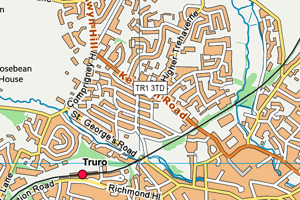 TR1 3TD map - OS VectorMap District (Ordnance Survey)
