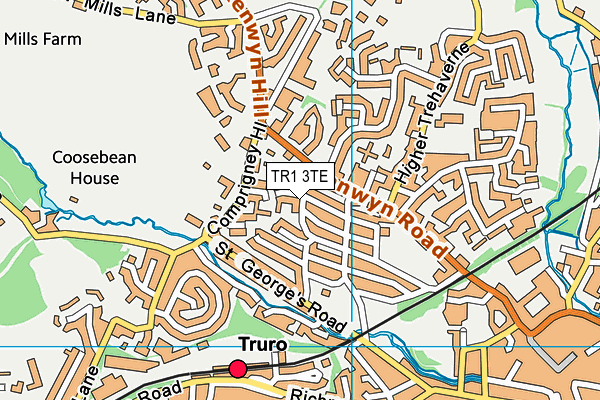 TR1 3TE map - OS VectorMap District (Ordnance Survey)