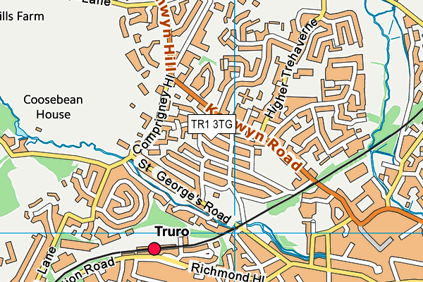 TR1 3TG map - OS VectorMap District (Ordnance Survey)