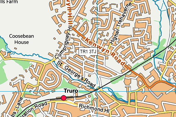 TR1 3TJ map - OS VectorMap District (Ordnance Survey)