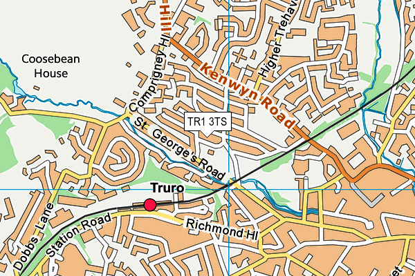 TR1 3TS map - OS VectorMap District (Ordnance Survey)
