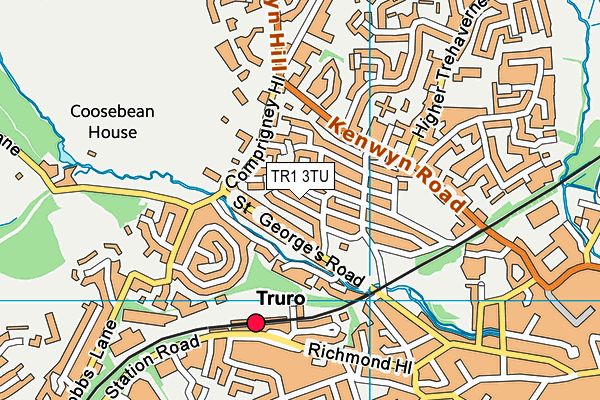 TR1 3TU map - OS VectorMap District (Ordnance Survey)