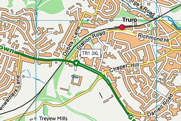 TR1 3XL map - OS VectorMap District (Ordnance Survey)