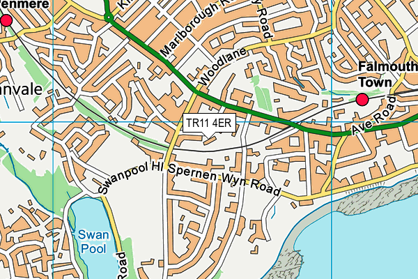 TR11 4ER map - OS VectorMap District (Ordnance Survey)