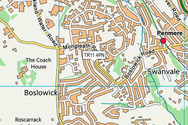 Penmere Leisure Club map (TR11 4PN) - OS VectorMap District (Ordnance Survey)