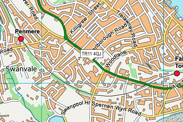 The Falmouth Sports Club map (TR11 4QJ) - OS VectorMap District (Ordnance Survey)