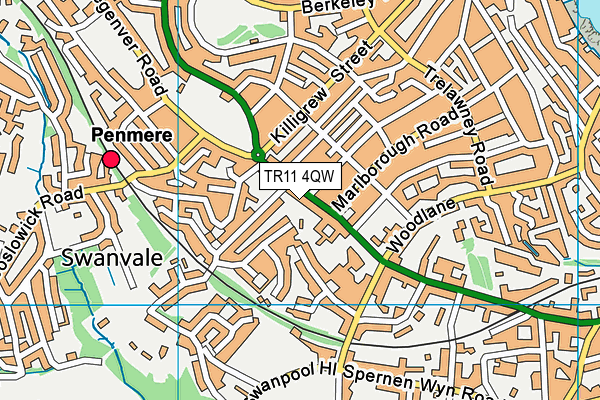 TR11 4QW map - OS VectorMap District (Ordnance Survey)