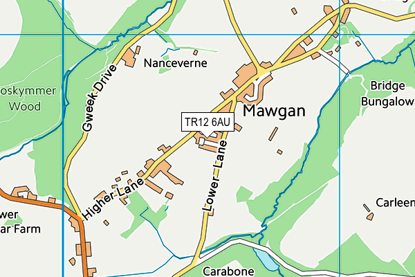 TR12 6AU map - OS VectorMap District (Ordnance Survey)