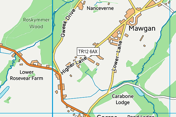 Mawgan Village Recreational Field map (TR12 6AX) - OS VectorMap District (Ordnance Survey)