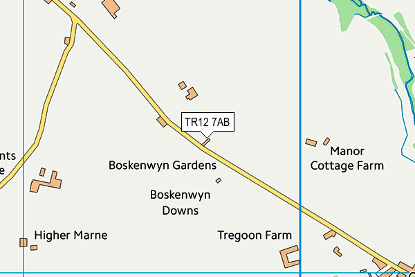 TR12 7AB map - OS VectorMap District (Ordnance Survey)