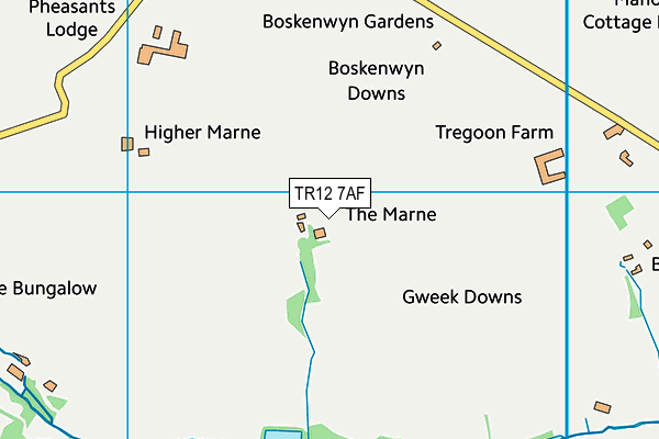 TR12 7AF map - OS VectorMap District (Ordnance Survey)