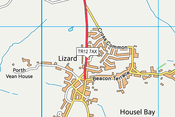 TR12 7AX map - OS VectorMap District (Ordnance Survey)