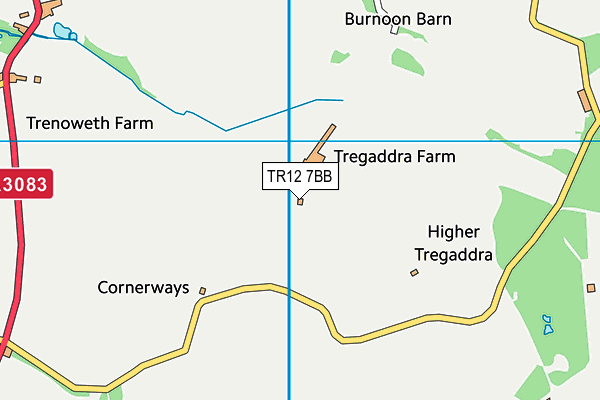 TR12 7BB map - OS VectorMap District (Ordnance Survey)