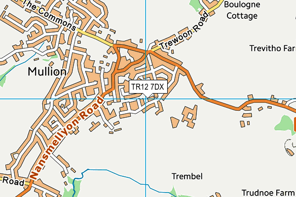 TR12 7DX map - OS VectorMap District (Ordnance Survey)