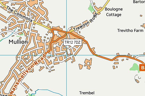 TR12 7DZ map - OS VectorMap District (Ordnance Survey)