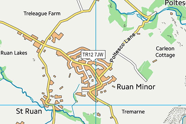 TR12 7JW map - OS VectorMap District (Ordnance Survey)